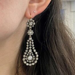 Georgian Era Rose Cut Diamond Earrings - Lockport Earrings 10957 Worn