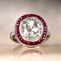 diamond and ruby halo ring centering cushion-cut diamond Sussex Ring 11153