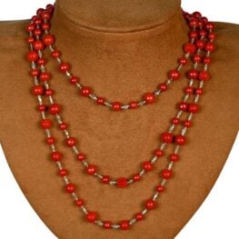 Coral and Diamond Platinum Necklace - Gardner Necklace Top View