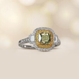 GIA-certified 1.15-carat Fancy Yellowish-Green diamond ring 11773