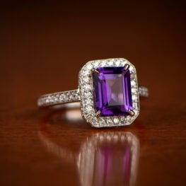 saratoga engagement ring featuring an amethyst