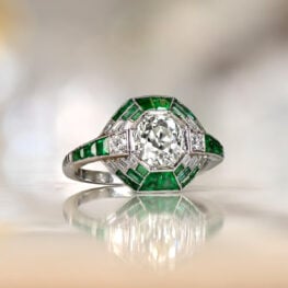 Geometric Diamond And Emerald Platinum Engagement Ring 12091-Artistic-1000x1000