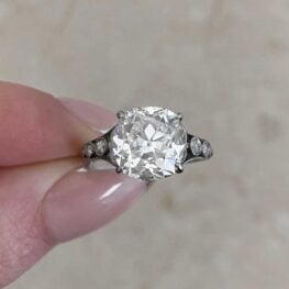 4.24 Carat Diamond Ring Vire Ring Top View Zoomed In Held