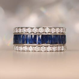 Shared Prong Diamond and Channel Set French Cut Sapphires Band - Lugo Band