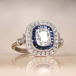 Diamond and Sapphire Halo Engagement Ring - Harlingen Ring 12567