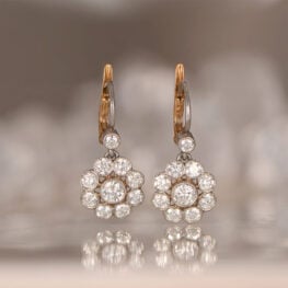 Round Brilliant Cut diamond Cluster Earrings Artistic Irvine Earrings