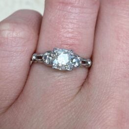 Platinum and Diamond Square Prong Engagement Ring 12826 F3