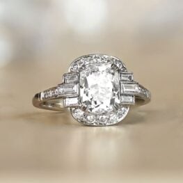 Antique Cushion Cut Diamond Halo Engagement Ring Artistic 12840