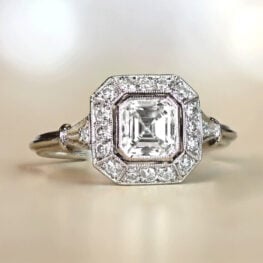 Bezel Set Asscher Cut Geometric Halo Platinum Engagement Ring 13035-Artistic-1000x1000