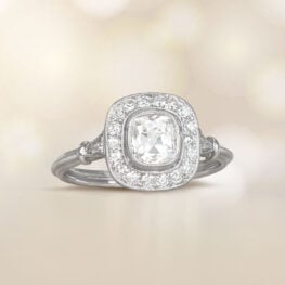Antique Cushion-Cut Diamond on Platinum Ring Matera Ring 13051