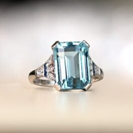 Natural Emerald Cut Aquamarine Ring Diamond And Sapphire Accented 13087-Artistic-1000x1000