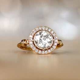 Old European Cut Diamond 18k Yellow Gold Halo Engagement Ring 13160-artistic1000