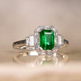18k White Gold and Emerald Ring - Littleton Ring 13259 Artistic