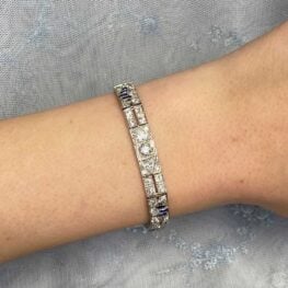 Sapphire and Diamond Art Deco Bracelet Penndel Bracelet Worn 13274