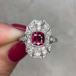 Geometric Elongated Burma Ruby and Diamond Ring 13282 F5