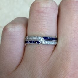 Eternity Band Diamond And Sapphire Wedding Eternity Platinum Ring 13318 F2