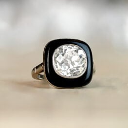 Onyx Halo And Old European Cut Diamond Platinum Engagement Ring 13423-Artistic1000x1000