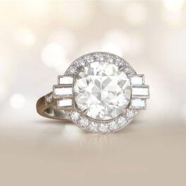 3.80ct Old Euro Diamond Baguette Accent Ring - Bayside Ring 13452 Artistic