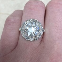 Old Mine Cut Halo Diamond Engagement Ring 13452 F3