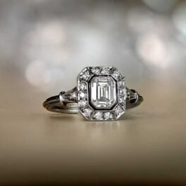 Emerald Cut Center Diamond Halo Platinum Engagement Ring 13524-ARTISTIC.-1000-jpg