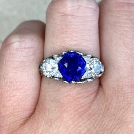 Sapphire And Diamond Three Stone Gemstone Ring 13552 F1