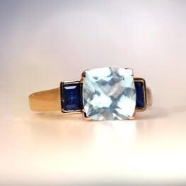 2ct Natural Cushion Cut Aquamarine And Sapphire Accented 18k Yellow Gold Ring 13573-Artistic-1000x1000