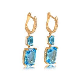 Blue Topaz and Yellow Gold Earrings - Avonlea Earrings