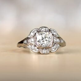0.90ct Old European Cut Diamond Platinum Mounting Art Deco Original Ring 13648-artistic1000