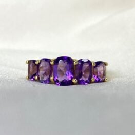 Brooklyn Ring Top View Artistic Photo Five Stone Amethyst Ring