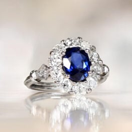 Sapphire and Diamond Cluster Ring Celina Ring Top View Artistic
