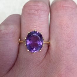 Antique Style Natural Amethyst Cocktail Ring 13721 F2