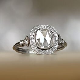 Rose Cut Diamond Halo Platinum Engagement Ring 13757-artistic1000