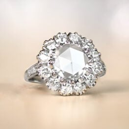 1.22ct Rose Cut Diamond & Floral Motif Halo Engagement Ring 13759-Artistic-1000x1000