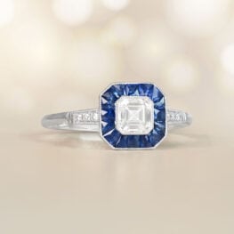 0.50 Carat Geometric Asscher Cut Diamond Ring Fleetwood Ring 13792