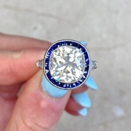 Elongated Antique Cushion Cut Diamond Engagement Ring 13805 F5