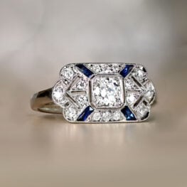 0.25ct Old European Cut Diamond And Sapphire Accented Geometric Engagement Ring 13817-artistic-1000