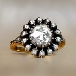 1.00ct Rose Cut Diamond Center Stone Antique Cluster Engagement Ring 13831-artistic-1000