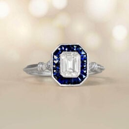 0.52 carats Sapphire and Diamond Platinum Engagement Ring Pacific Ring 13834