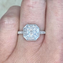 Geometric Asscher Cut And Halo Diamond Engagement Ring 13844 F2