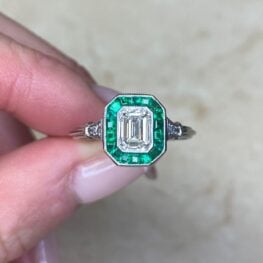 Bezel Set Emerald Cut Diamond 0.80ct Engagement Ring 13874 F5