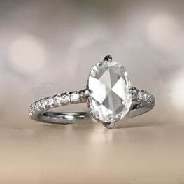 Rose Cut Prong Set Platinum Engagement Ring Pave Set Shank 13880-Artistic-1000x1000