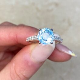Aquamarine And Diamond Band Engagement Ring 13882 F5