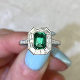 0.58ct Baguette Cut Diamond Halo Engagement Ring 13909 F6