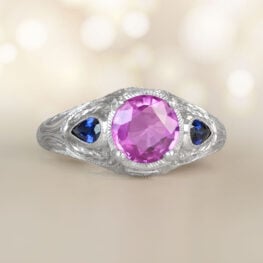 Pink Sapphire Vintage Ring Covelo Ring Artistic Top View