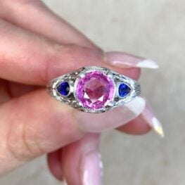 Pink And Blue Sapphire Platinum Intricate Mounting 13932 F5