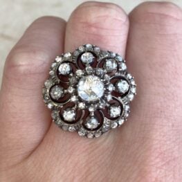 Rose Cut Decorated Antique Victorian Cocktail Ring 13966 F2