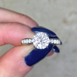 Prong Set Round Brilliant Cut Diamond Engagement Ring Tiffany & Co. 13974-F5