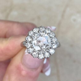 1.97ct Total Diamond Weight Old Mine Cut Cluster Engagement Ring 13995 F5