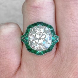 5.49ct Antique Cushion Cut Diamond Center Stone Halo Platinum Engagement Ring 14027 F2