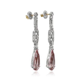 Pink Morganite and Diamond Hanging Earrings - Bocca Earrings 14056 TSV